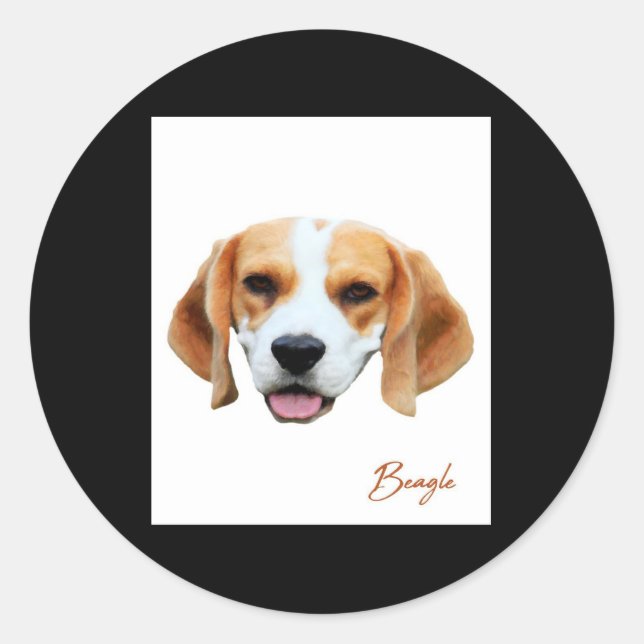 Beagle Dog - Farbportrait Runder Aufkleber (Vorderseite)
