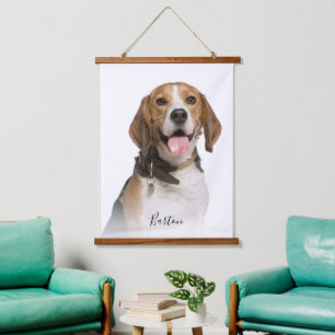 Beagle Dog Foto Hauswärmung Haustier Vater Wandteppich Mit Holzrahmen