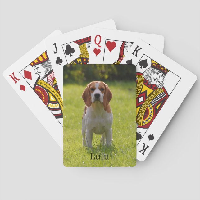 Beagle Dog Foto und Name Personalisiert Spielkarten (Rückseite)