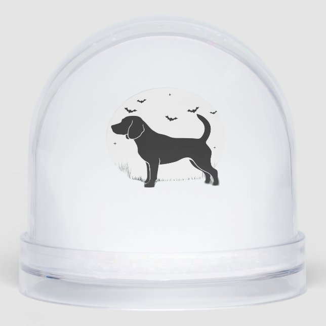 Beagle Dog � Halloween Moon Silhouette Oversized T Schneekugeln (Vorderseite)