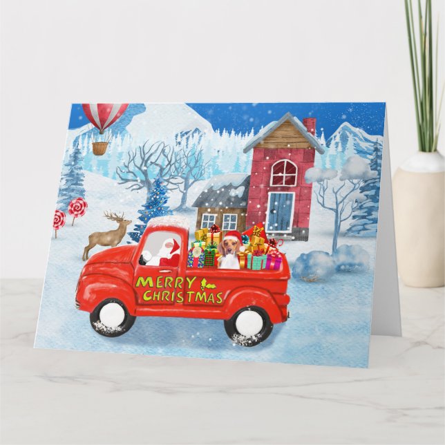 Beagle Dog in Christmas Delivery LKW Schnee Karte (Vorderseite)