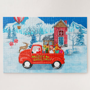 Beagle Dog in Christmas Delivery LKW Schnee Puzzle