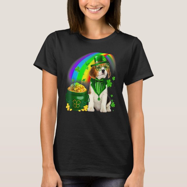 Beagle Dog Irish Leprechaun Saint St Patrick Day T-Shirt (Vorderseite)