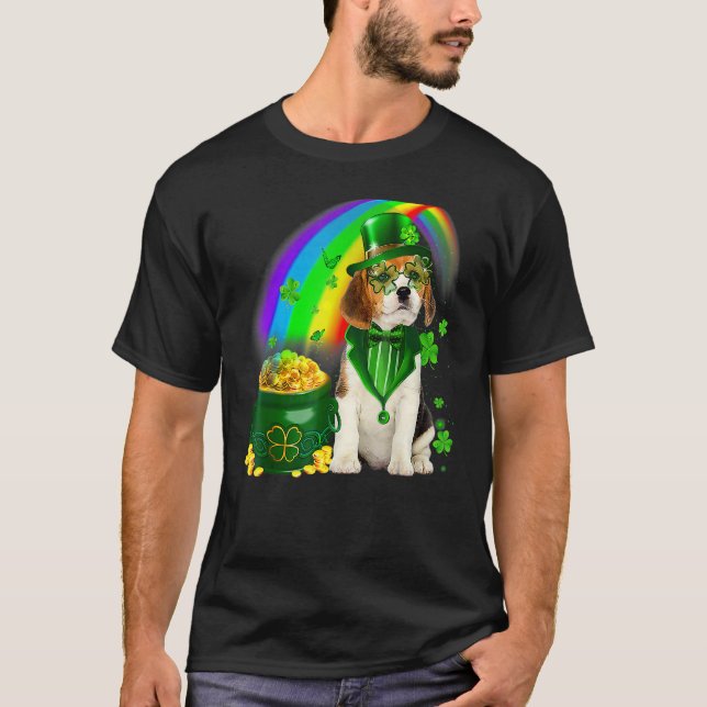 Beagle Dog Irish Leprechaun Saint St Patrick Day T-Shirt (Vorderseite)
