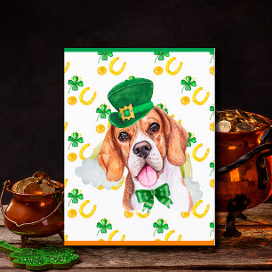 Beagle Dog Kleeblatt St. Patricks Day Feiertagspostkarte