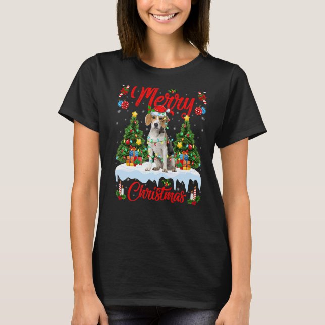 Beagle Dog Lights Weihnachtsbaum Weihnachten Beagl T-Shirt (Vorderseite)