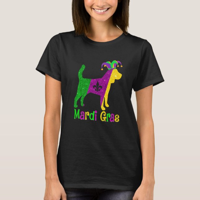 Beagle Dog Lover Mardi Gras Carnival Jester Premiu T-Shirt (Vorderseite)