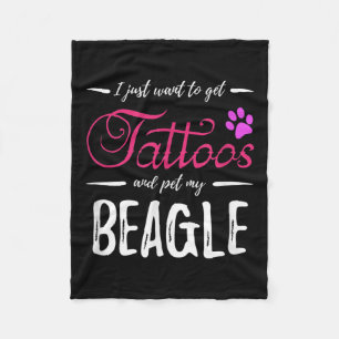 Beagle Dog Lover Tattoo Funny Dog Mama Geschenk Id Fleecedecke