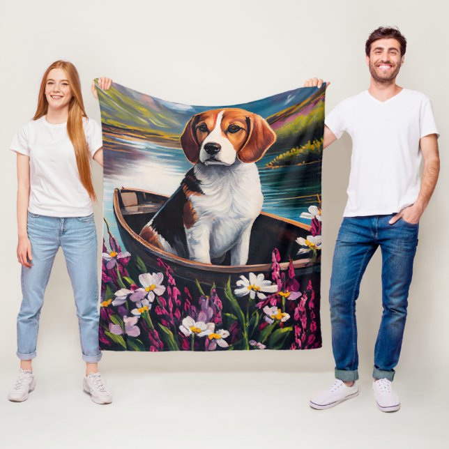 Beagle Dog on a Paddle: Ein Landschaftliches Abent Fleecedecke (Beispiel)