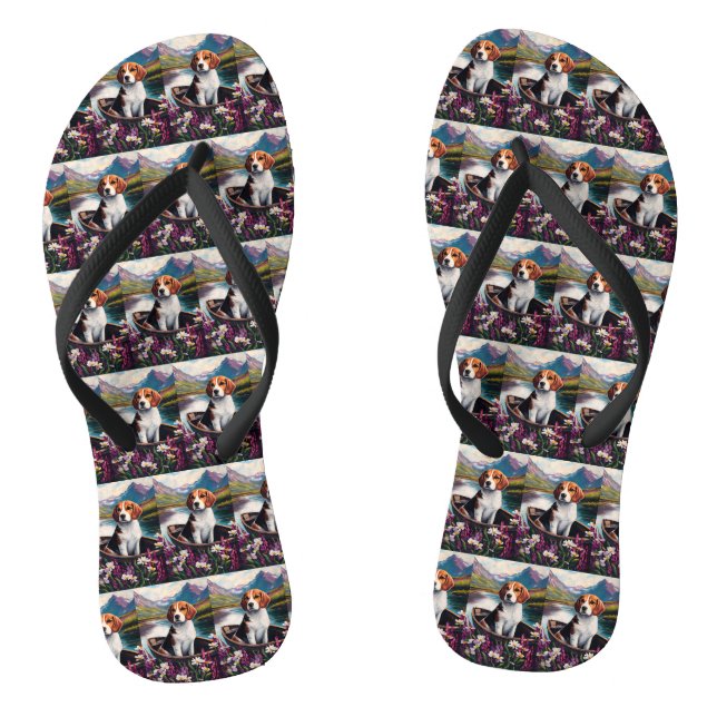Beagle Dog on a Paddle: Ein Landschaftliches Abent Flip Flops (Fußbett)