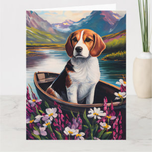 Beagle Dog on a Paddle: Ein Landschaftliches Abent Karte
