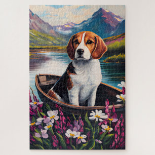 Beagle Dog on a Paddle: Ein Landschaftliches Abent Puzzle
