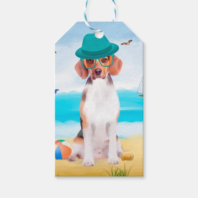 Beagle Dog on Beach Geschenkanhänger (Vorderseite)