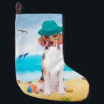 Beagle Dog on Beach Kleiner Weihnachtsstrumpf<br><div class="desc">Ein Beagle,  der am Strand sitzt,  ist eine gute Geschenkidee für jemanden,  der diese Hundin Liebe.</div>