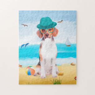 Beagle Dog on Beach Puzzle