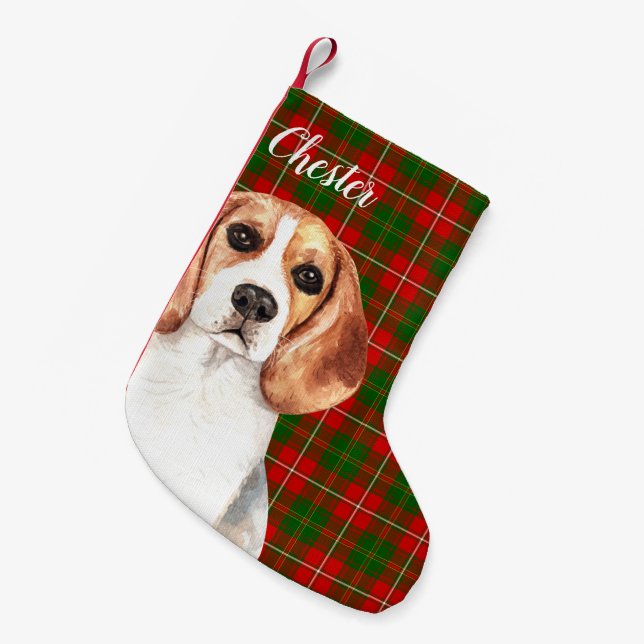 Beagle Dog Personalisiert Kleiner Weihnachtsstrumpf (Vorderansicht (hängend))