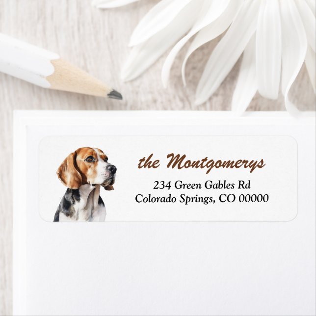 Beagle Dog Portrait Return Address Label (Insitu)