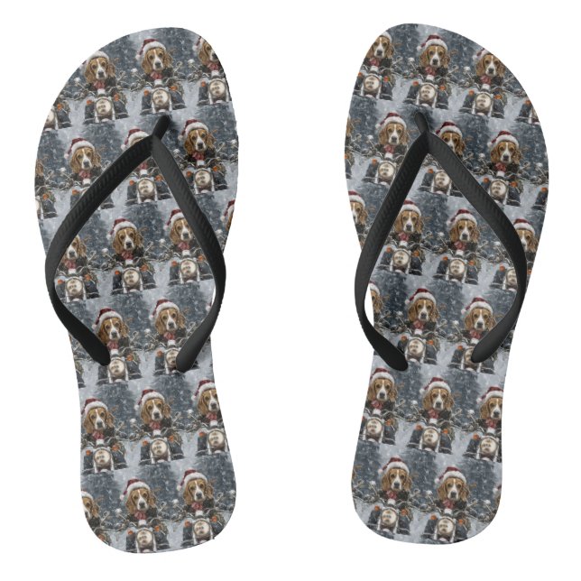 Beagle Dog Riding Motorrad Weihnachten Flip Flops (Fußbett)