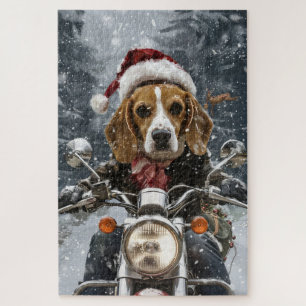 Beagle Dog Riding Motorrad Weihnachten Puzzle