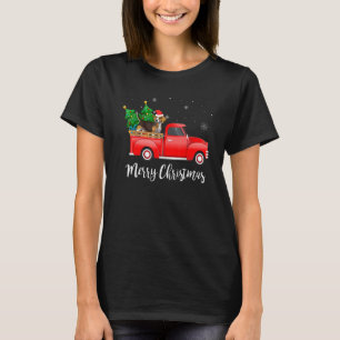 Beagle Dog Riding Red Truck Weihnachten T-Shirt