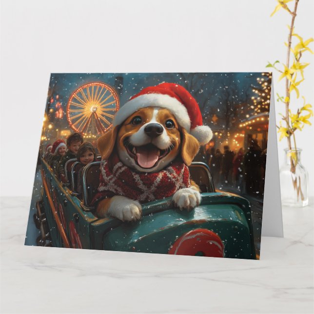 Beagle Dog Roller Untersetzer Weihnachten Karte (Gelbe Blume)