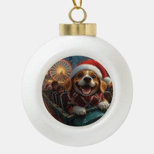 Beagle Dog Roller Untersetzer Weihnachten Keramik Kugel-Ornament