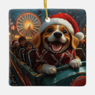 Beagle Dog Roller Untersetzer Weihnachten Keramikornament