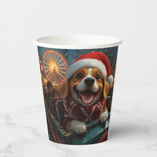 Beagle Dog Roller Untersetzer Weihnachten Pappbecher (Vorderseite)