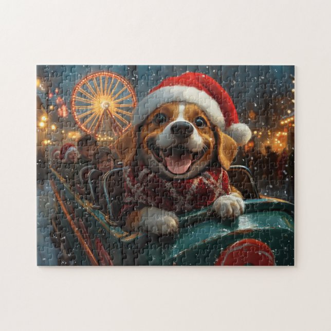 Beagle Dog Roller Untersetzer Weihnachten Puzzle (Horizontal)