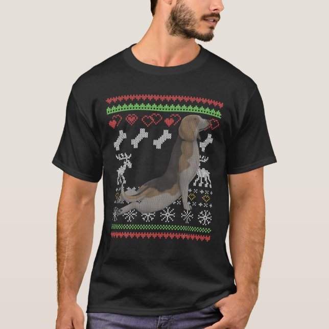 Beagle Dog Santa Claus Ugly Weihnachtsmuster X-Ma T-Shirt (Vorderseite)
