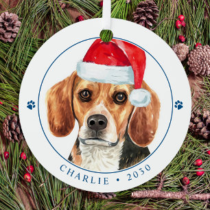 Beagle Dog Santa Personalisiert Einfache Weihnacht Ornament Aus Metall