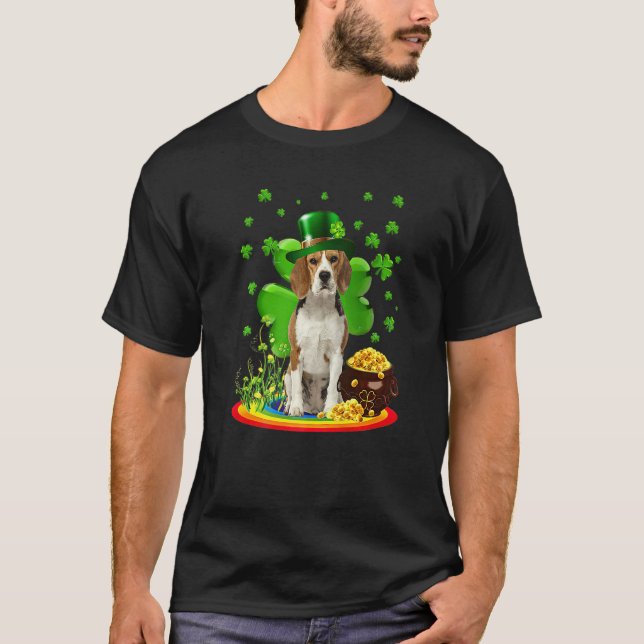 Beagle Dog Shamrock St Patricks Day Dog Irish Gift T-Shirt (Vorderseite)