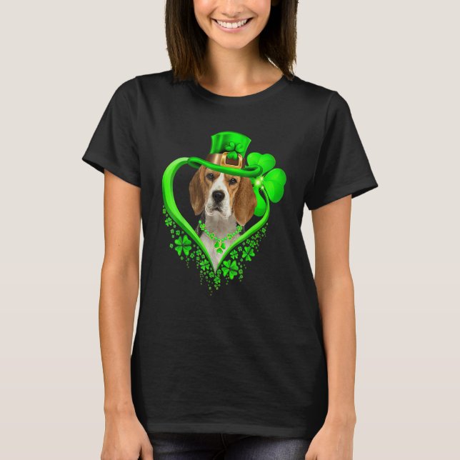 Beagle Dog St Patricks Day Lover Irish Shamrock T-Shirt (Vorderseite)