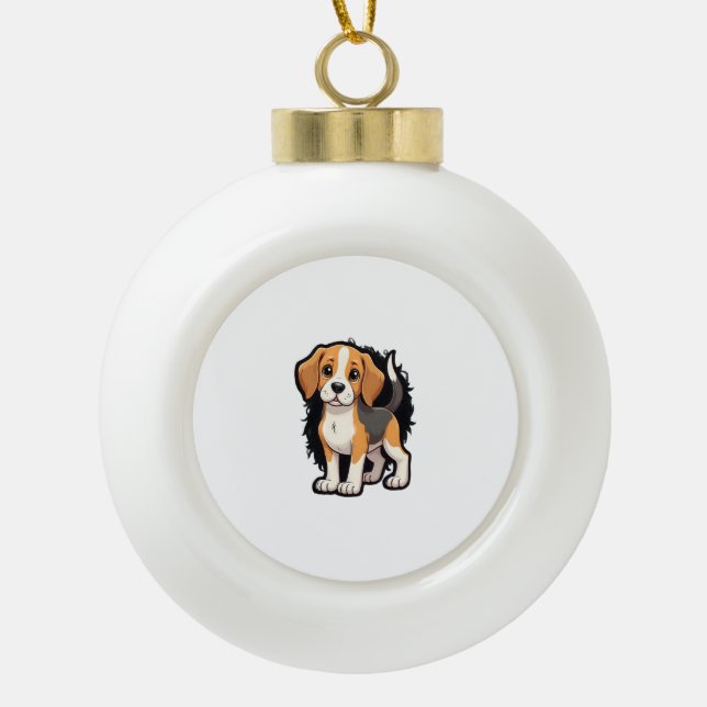 Beagle Dog T Shirt Keramik Kugel-Ornament (Vorderseite)