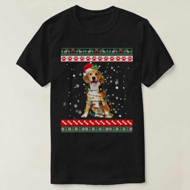 Beagle Dog Ugly Sweater Christmas Puppy Dog Lover  T-Shirt (Design vorne)