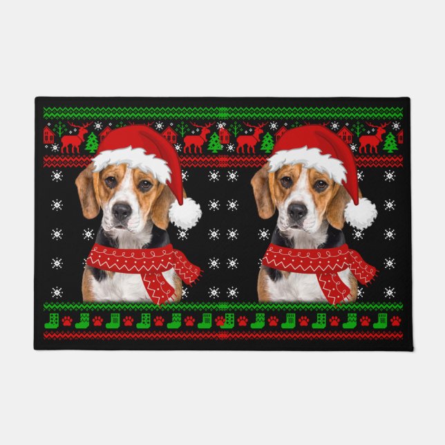 Beagle Dog Ugly Sweater Christmas Welpe Hund Lover Fußmatte (Vorderseite)