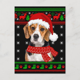 Beagle Dog Ugly Sweater Christmas Welpe Hund Lover Postkarte