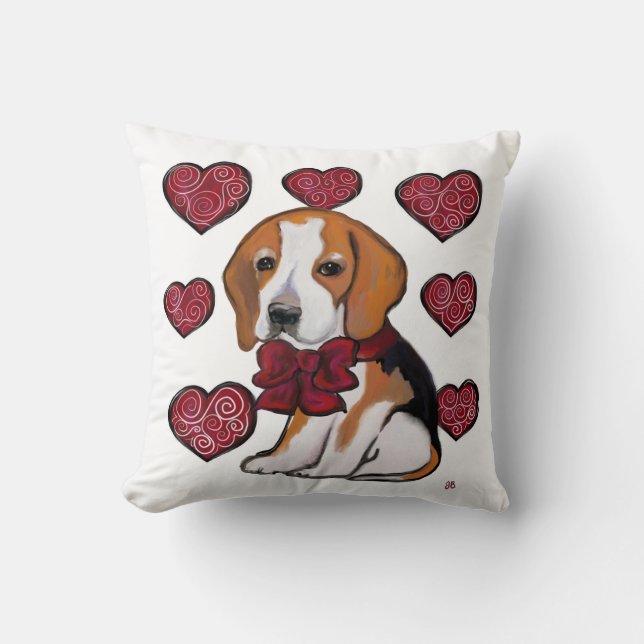 Beagle Dog Valentine Kissen (Vorderseite)