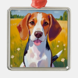 Beagle Dog Watercolor Pet Painting Ornament Aus Metall