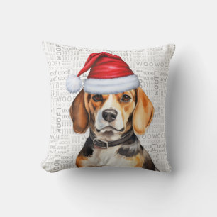 Beagle Dog Watercolor Weihnachten Kissen