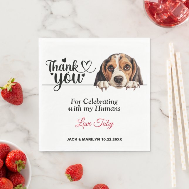 Beagle Dog Wedding Cocktail Serviette (Beispiel)