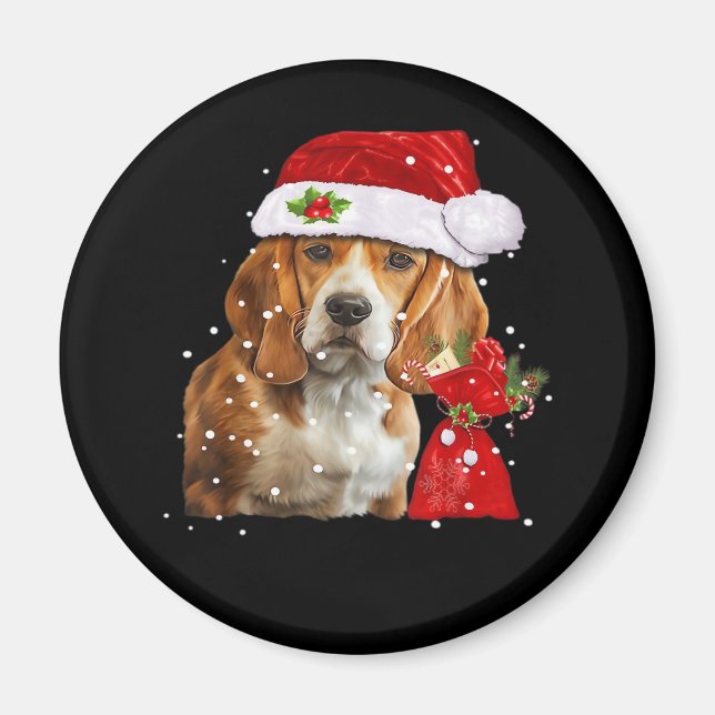 Beagle Dog Weihnachten Shirt Weihnachten Dog Essen Magnet (Vorne)