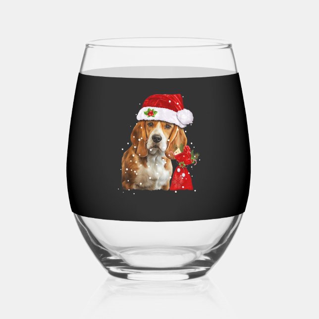 Beagle Dog Weihnachten Shirt Weihnachten Dog Essen Weinglas Ohne Stiel (Vorderseite)