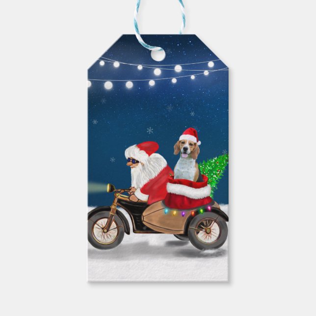 Beagle Dog Weihnachtsmann Geschenkanhänger (Vorderseite)