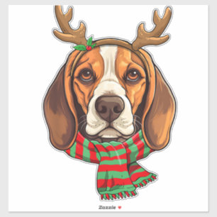 Beagle Dog Weihnachtsmann Weihnachtsmannmütze Weih Aufkleber