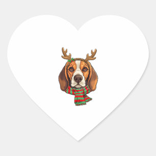 Beagle Dog Weihnachtsmann Weihnachtsmannmütze Weih Herz-Aufkleber