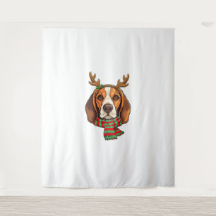 Beagle Dog Weihnachtsmann Weihnachtsmannmütze Weih Wandteppich