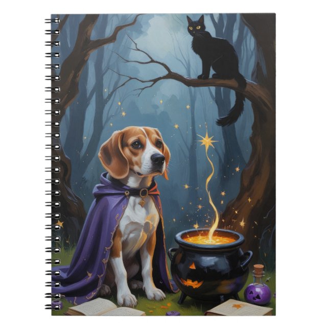 Beagle Dog Whimsical Halloween Malerei Notizblock (Vorderseite)