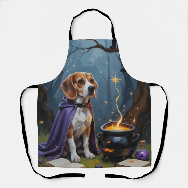 Beagle Dog Whimsical Halloween Malerei Schürze (Vorderseite)