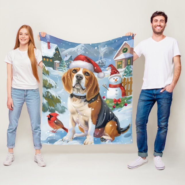 Beagle Dog Winter Wonderland Weihnachtsfreude Fleecedecke (Beispiel)